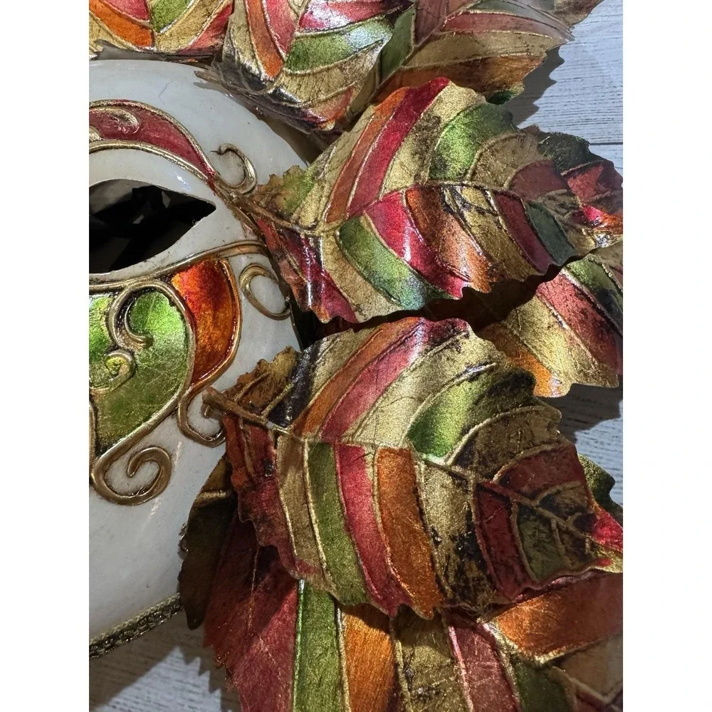 Vintage Hand Painted Masquerade Venetian Mask Original Venezia Italy Fall Color